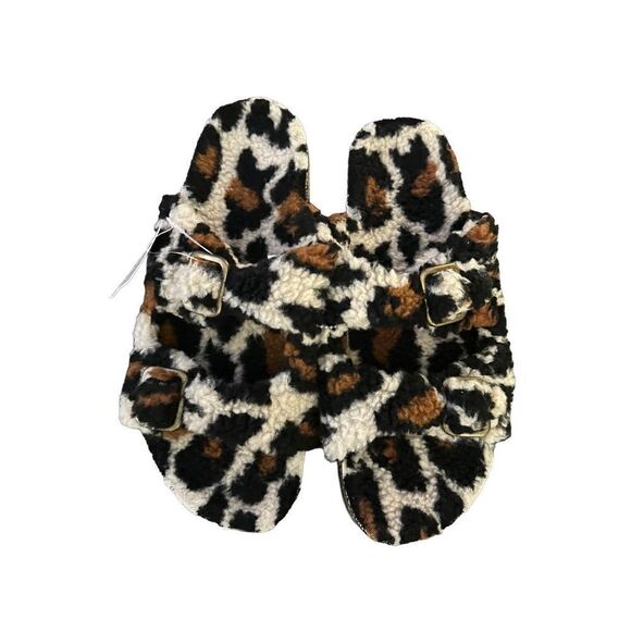 Leopard Print Fur Lined Birkenstock Type Sandal - Picture 5 of 9